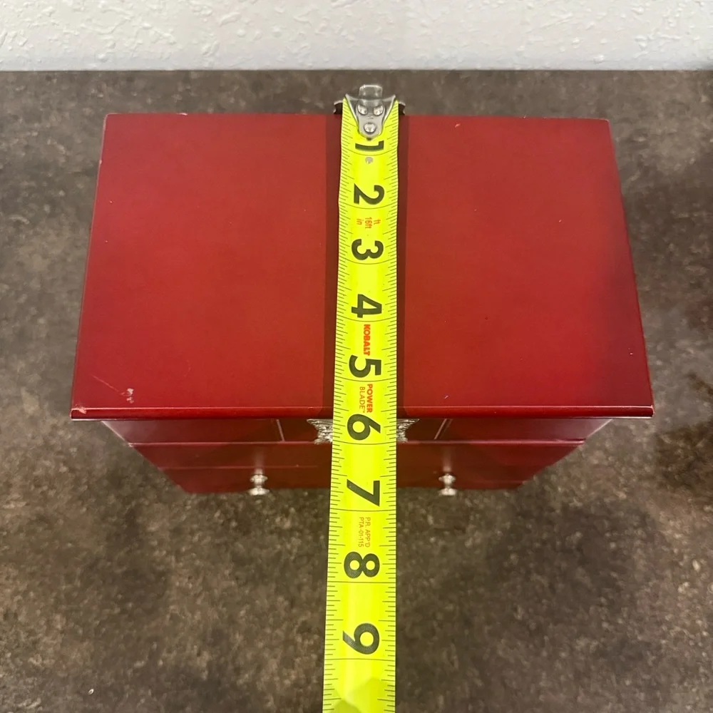 Vintage Red Jewelry Box with Butterfly Accent‎